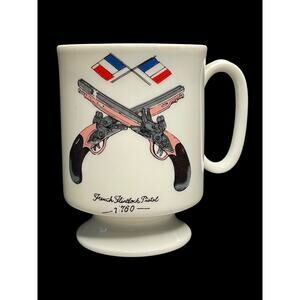 1970s Royal Crown Mustache Mug French Flintlock Pistol 1760 Coffee Mug 3384